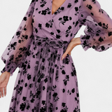 Iolanda Floral Lace Maxi Dress with Lantern Sleeves