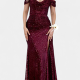 Off-Shoulder Mermaid Dress with Sequins