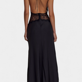 Ashanty Long Dress with Halter Neckline and Sheer Lace Waist