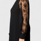Bellezza Lace Dress with Long Sleeves and Round Neck