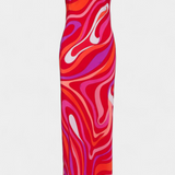 Valera Long Dress with Swirl Print and Sleeveless Cut