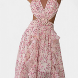 Zuleika Chiffon Dress with Ruffles and Side Slits