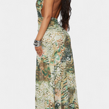 Zephyra Lace Maxi Halter Dress with Split
