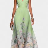 Sauline Floral Maxi Dress with Sleeveless V-Neck