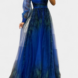 Becca Chiffon Maxi Dress with One Shoulder and Voluminous Flower