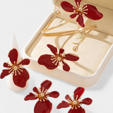 Floral Accessories Set: Bracelet + Earrings + Rings