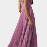 Ottilie Pleated Chiffon Dress with Sculpted Corset and Heart Neckline