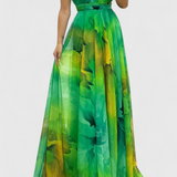 Caprice Floral Print Chiffon Maxi Dress with Halter Neck