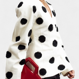 Clara V-Neck Blazer with Puffed Dots