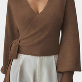 Persephone Cross-Back Strap Sweater with V-Neck