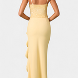 Cindy Midi Dress with Asymmetrical Ruffles