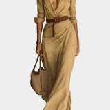 Souline Maxi Dress with Lapel and Long Sleeves