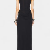 Duchess Maxi Draped Dress with Side Slit