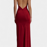 Trinity Fitted Halter Dress with Ruching and Open Back