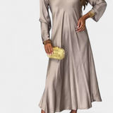 Riva Fluid Dress with V-Neck and Long Sleeves