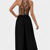 Maruja Mono Palazzo with Floral Embroidery and Sheer Lace