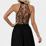 Maruja Mono Palazzo with Floral Embroidery and Sheer Lace