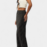 Olda Fitted Long Skirt in Viscose with Polka Dot Print