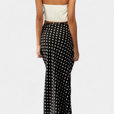 Olda Fitted Long Skirt in Viscose with Polka Dot Print