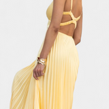 Arlena Pleated Strap Dress with Crossed Back