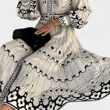 Soria Folk Style Embroidered Button Maxi Dress