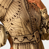 Soria Folk Style Embroidered Button Maxi Dress