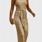 Adele Sequin Jumpsuit with Adjustable Waist