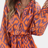 Yasmine Mono Mini with Ruffles and Ikat Print