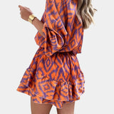 Yasmine Mono Mini with Ruffles and Ikat Print