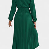 Theresa High Neck Dress with Pleated Belt