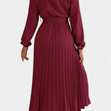 Theresa High Neck Dress with Pleated Belt