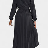 Theresa High Neck Dress with Pleated Belt