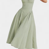 Felicity Midi Dress with Corset and No Sleeves