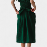 Cressida Cotton Dress with V-Neck and Adjustable Waist
