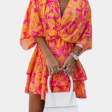 Eliza Mini Dress with Front Knot and Ruffles