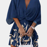 Eliza Mini Dress with Front Knot and Ruffles