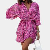 Eliza Mini Dress with Front Knot and Ruffles
