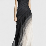 Angela Layered Ombre Dress with Boat Neck and Fluid Silhouette