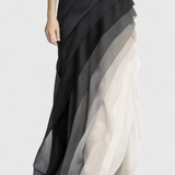 Angela Layered Ombre Dress with Boat Neck and Fluid Silhouette