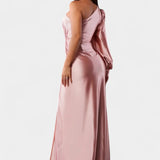 Charlotte Asymmetrical Draped One-Shoulder Dress