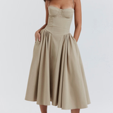 Felicity Midi Dress with Corset and No Sleeves