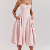 Felicity Midi Dress with Corset and No Sleeves
