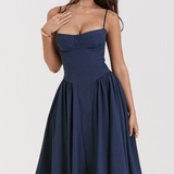 Felicity Midi Dress with Corset and No Sleeves