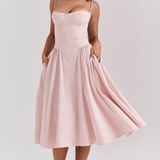 Felicity Midi Dress with Corset and No Sleeves