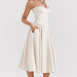 Felicity Midi Dress with Corset and No Sleeves