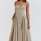 Felicity Midi Dress with Corset and No Sleeves