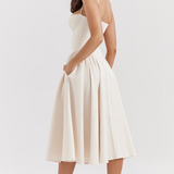 Felicity Midi Dress with Corset and No Sleeves