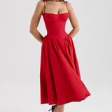 Felicity Midi Dress with Corset and No Sleeves