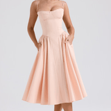 Felicity Midi Dress with Corset and No Sleeves