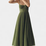 Ottilie Pleated Chiffon Dress with Sculpted Corset and Heart Neckline